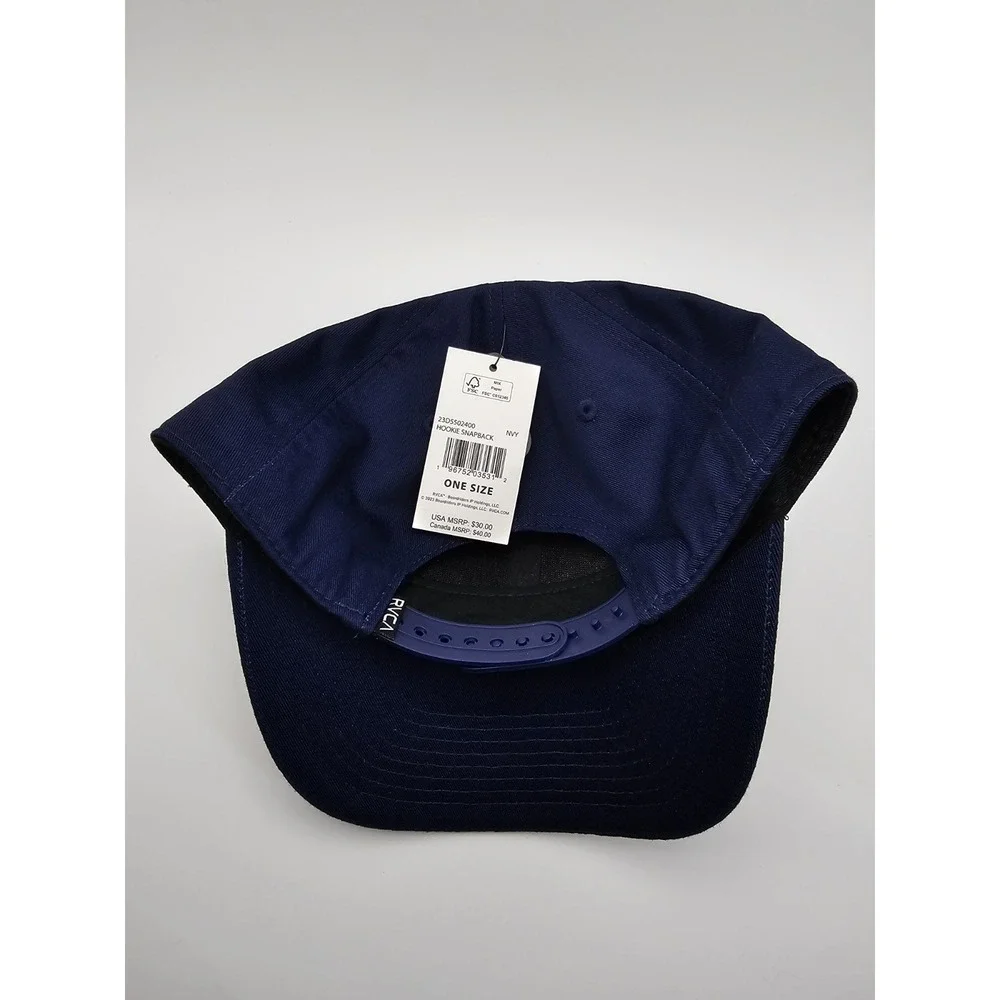 NWT RVCA Hookie‎ Twill Snapback Hat Cap Skateboarding Surfing Street Wear Blue - Picture 2 of 3